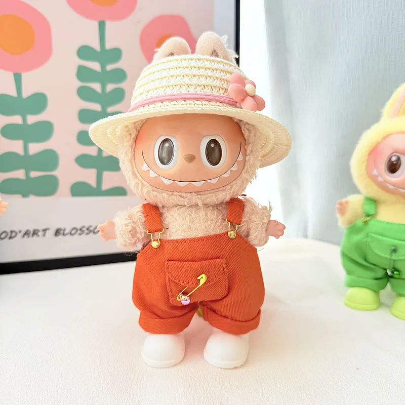17 cm Mini Plüsch süße Puppe Latzhose für Labubu I II Idol Puppen sitzende Party Kleidung Outfit Zubehör für Korea Kpop Exo