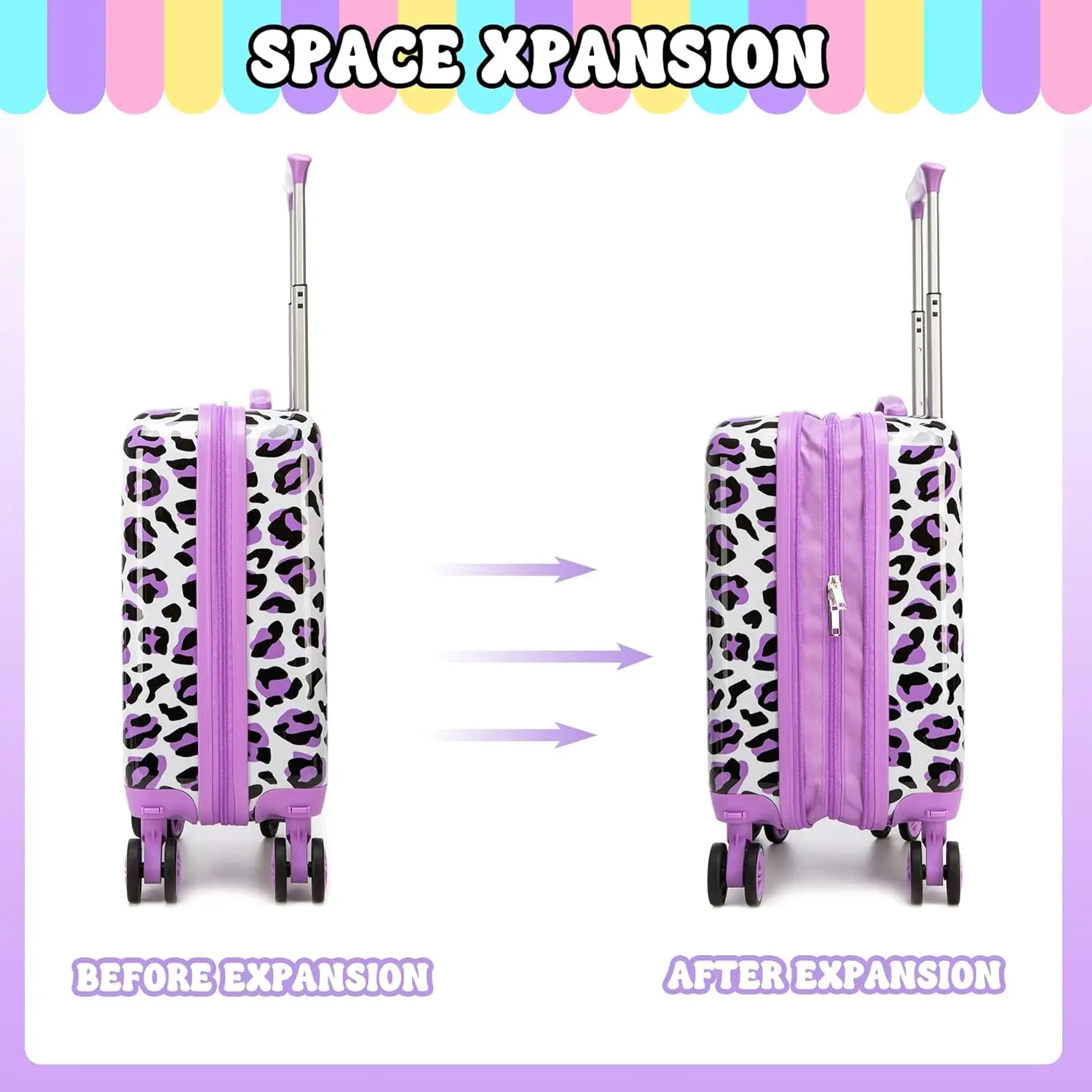 ชุดกระเป๋าเดินทางสำหรับเด็ก ชุดกระเป๋าเดินทาง 2 ชิ้น กระเป๋าเดินทางแบบแข็งขนาด 16 นิ้ว พร้อมล้อหมุน กระเป๋าเดินทางสำหรับเด็กผู้หญิง กระเป๋าเดินทางสำหรับเด็กวัยหัดเดิน ได้รับการรับรองจากสายการบิน