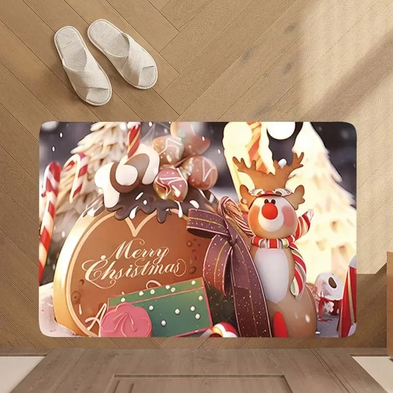 Cute cartoon Christmas series pattern carpet home decoration living room bedroom bathroom absorbent floor mat