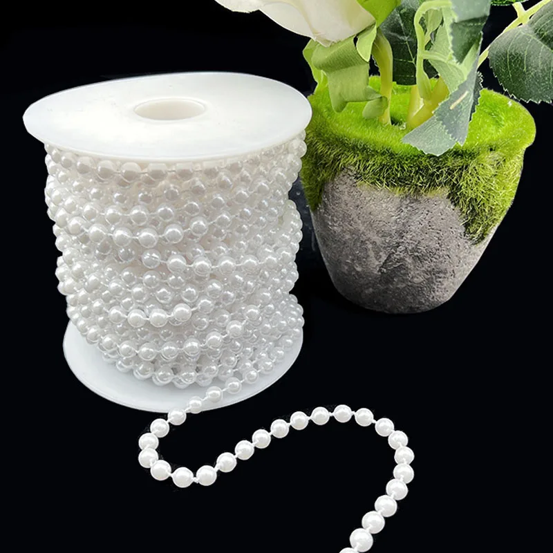 6.6-78.74 Feet Pearls String Beads Decors Φ6-14mm Faux Pearl Garland Roll Strand for Crafting String of Flower Wedding Valentine