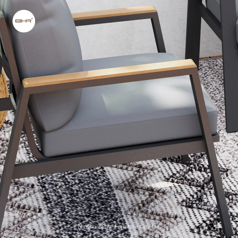 BHR أثاث الحدائق الألومنيوم في الهواء الطلق طقم أريكة الفناء الداخلي مع إطار معدني مقطعي للاستخدام الداخلي والخارجي