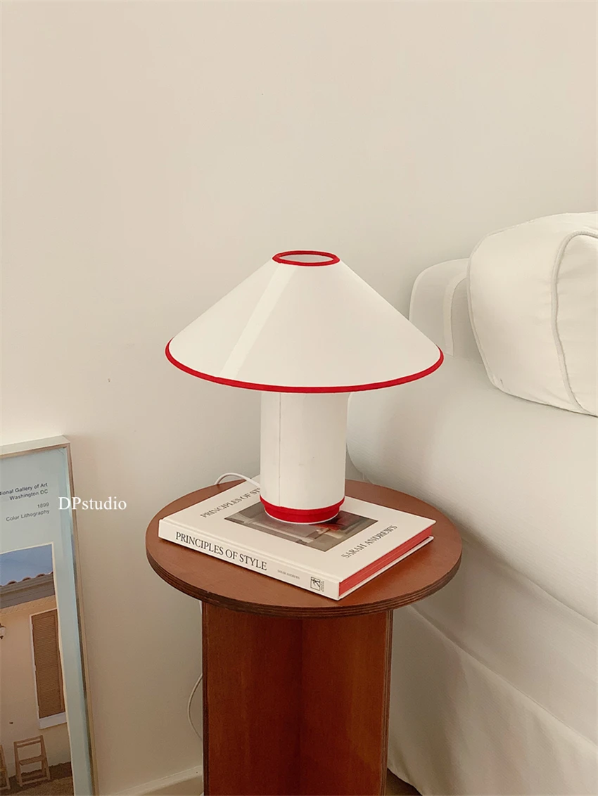 Nordic Fabric Mushroom Simple Table Lamps Bedroom Bedside Study Living Room Sofa Next To Interior Art Design Decor Table Lights