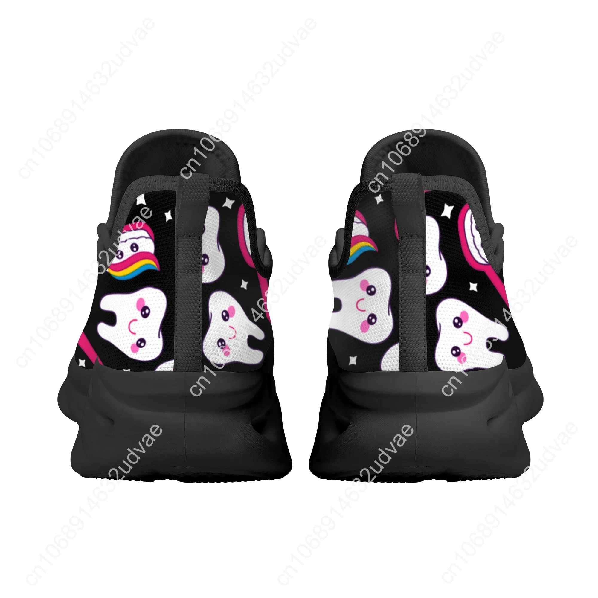 Cute Cartoon Teeth Design Brand Platform Blade Shoes Summer Breathable Knitted Dental Medical Flats Casual Sneakers