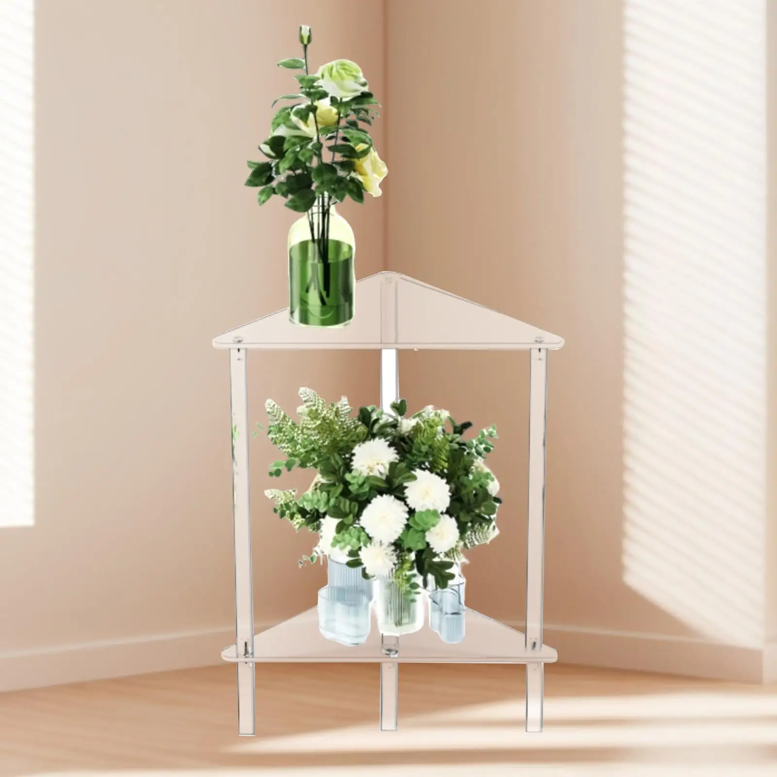 

Acrylic Corner Shelf Corner Storage Display Rack Versatile Space Saving Dresser