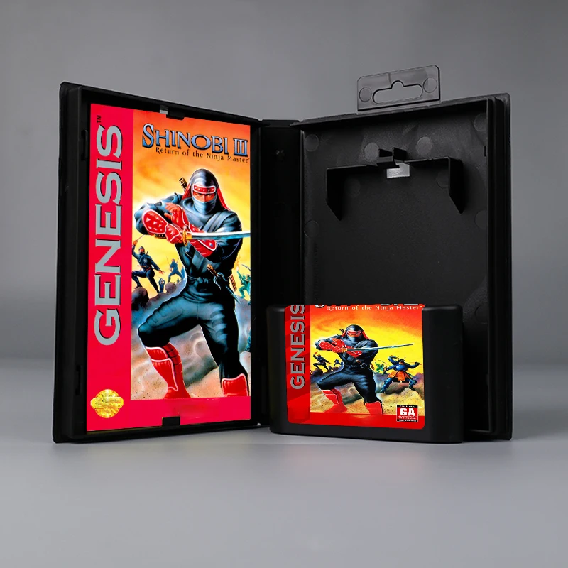 

Shinobi III Return of the Ninja Master USA or EUR cover 16bit MD game card with box manual for Sega Genesis Megadrive console