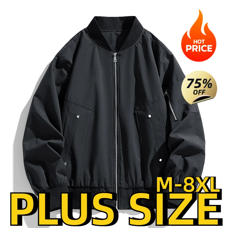 50-150KG Plus Size Men's Jacket Men Hip Hop Streetwear Coat Zipper Up Jacket Male Sporty Men's Jacket M-4XL 5XL 6XL 7XL 8XL