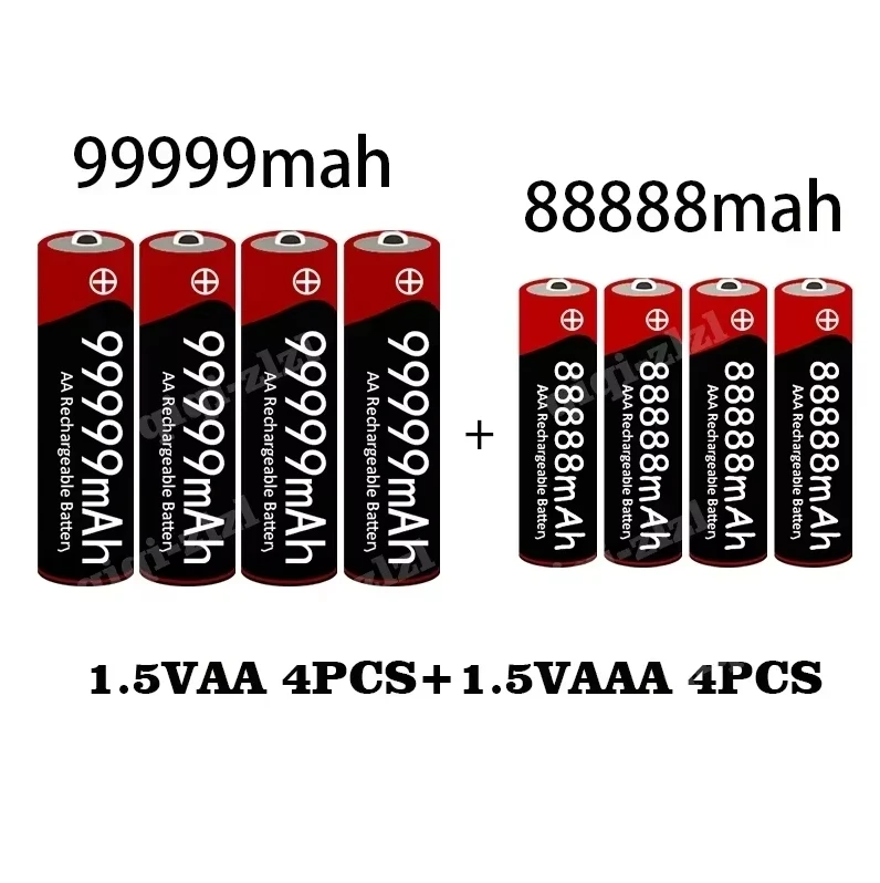 New AA+AAA Battery 1.5VAA High Capacity 99999mAh+1.5VAA88888mAh Alkaline 1.5V Clock Toy Camera Battery Rechargeable Battery