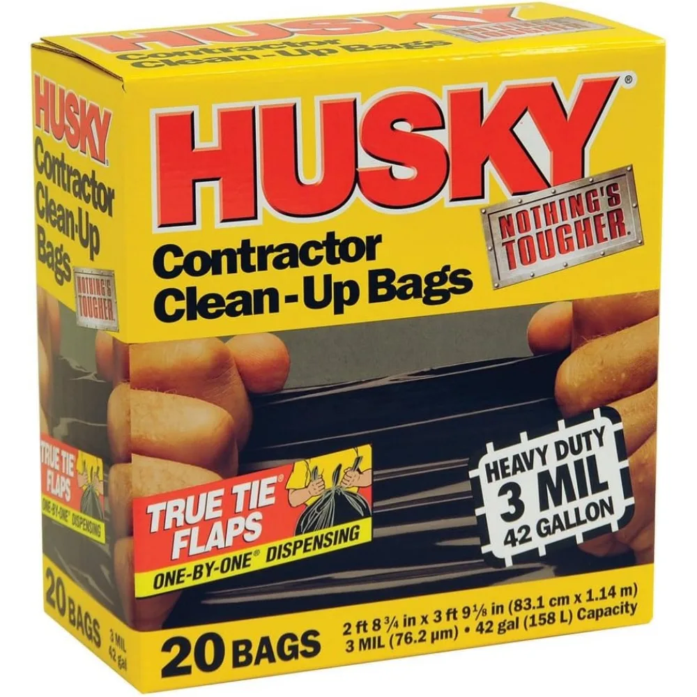 Sacchetti per la pulizia degli appaltatori Husky da 42 galloni e carta da copia Hammermill da 20 libbre 8,5 x 11