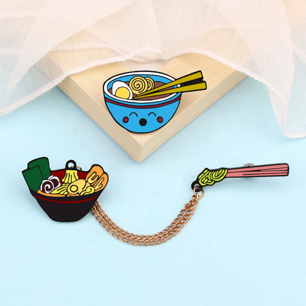 Cartoon Food Enamel Pins Japanese Sushi Ramen Noodles Vinegar Brooches Bag Shirt Collar Decorative Lapel Badge Jewelry Whoelsale