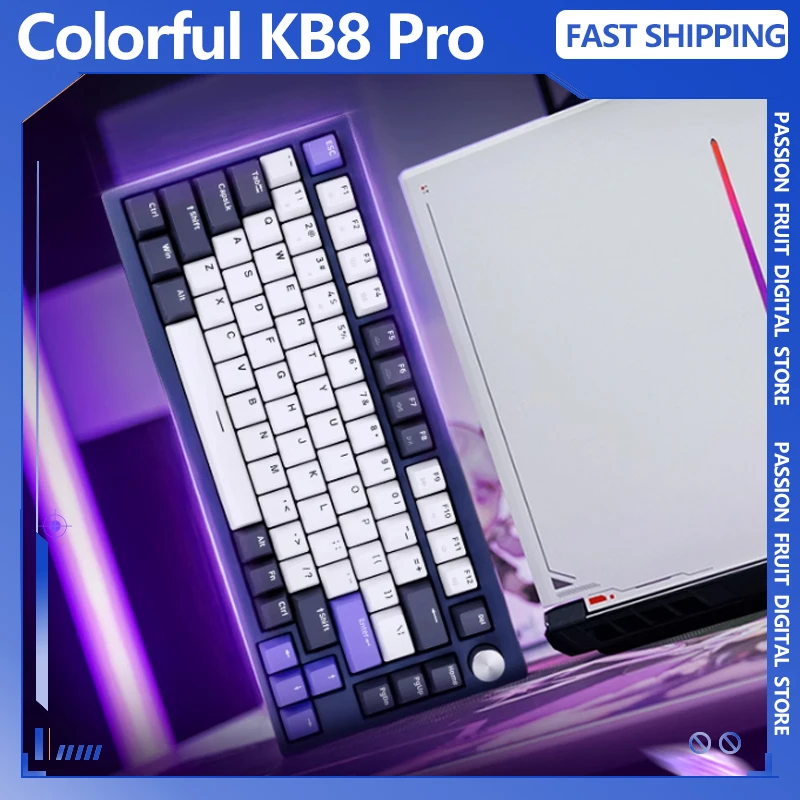 

Colorful KB8 Pro Wireless Bluetooth Mechanical Keyboard Pad Structure All Aluminum Hot swappable Knob RGB PC Gaming Keyboard