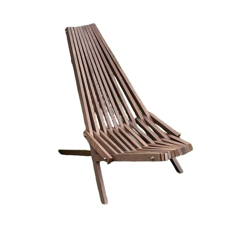 

Stylish Low Profile Acacia Wood Lounge Chair Scandinavian Style for the Patio Porch Lawn Garden Furniture Outdoor Folding Chair