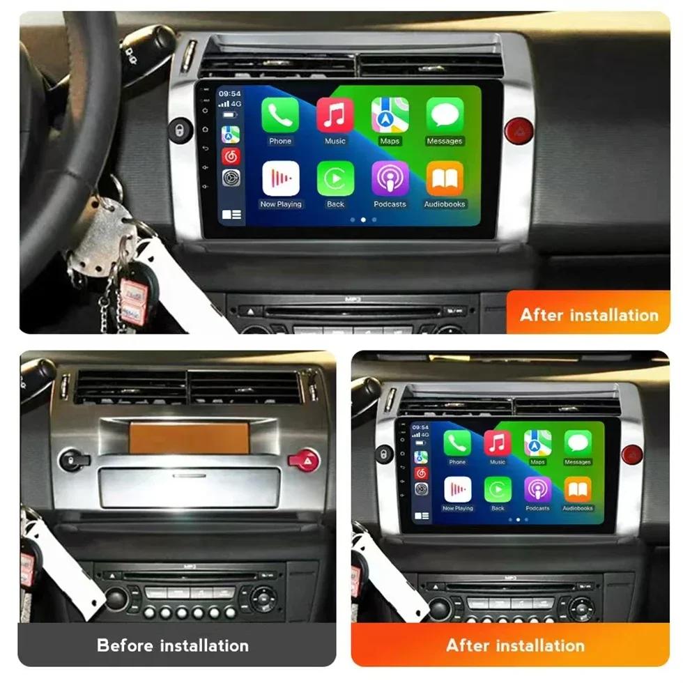 2DIN DSP Android 14.0 Car Radio multimedia player For Citroen C4 C-Trimphe C-Quarte 2004 2005 2006 2007 2008 -2012 2013 2014