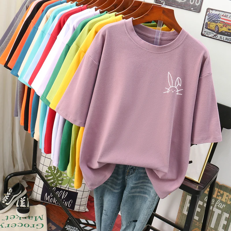 

White ort Sve T-irt Women Summer New Sle Loose Fit Cotton Top f Sve plus Size Trendy Streetwear Fem Clothing