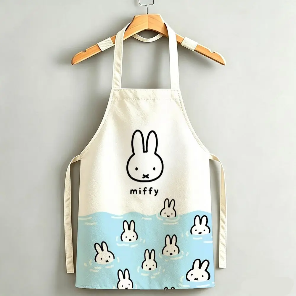 Cute High‑Appearance Fashion Miffy Rabbit Apron Thickened Household Kitchen Cooking Linen Cotton for Kids Dining Cartoon Lovely