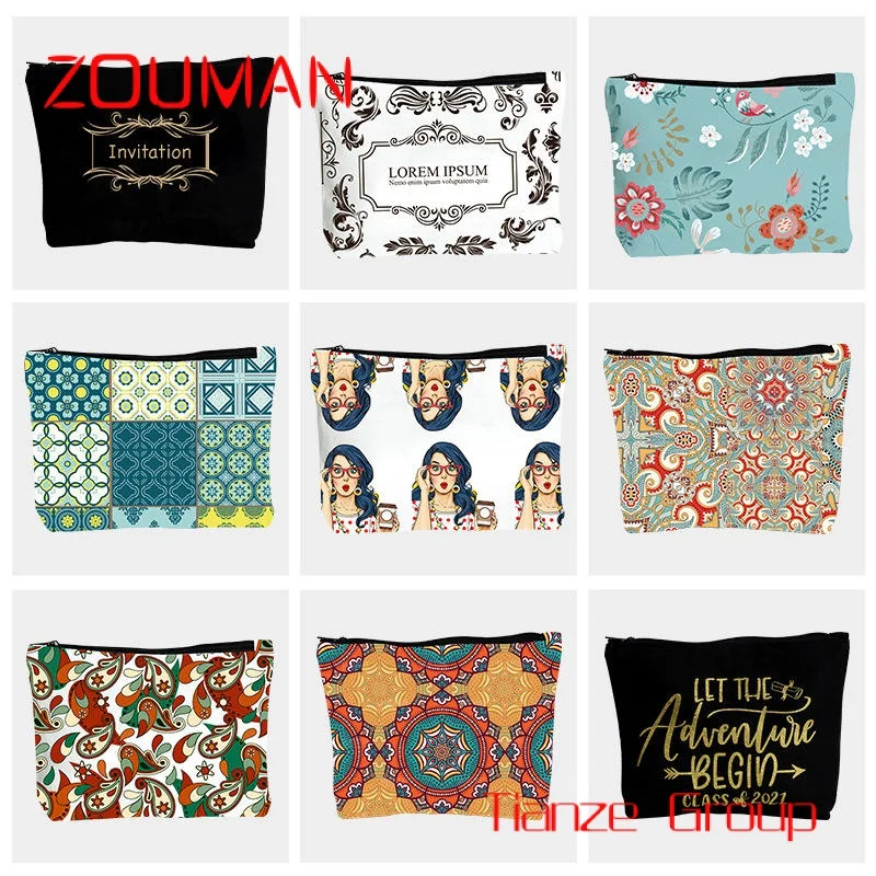 Bolsa de maquiagem lavável com logotipo pessoal, lona de algodão, maquiagem reutilizável, sacos cosméticos, impressão do logotipo personalizado, zíper, promocional