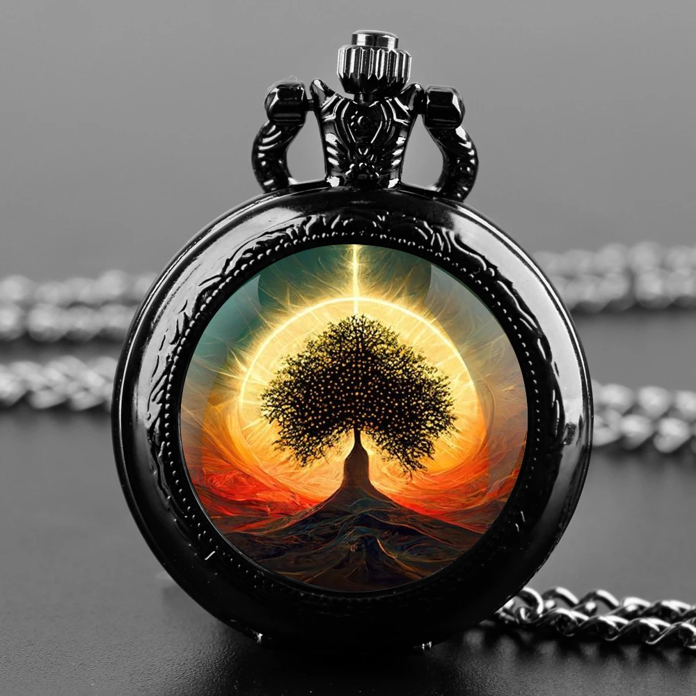 Reloj de bolsillo de cuarzo con diseño de árbol de la vida, cronógrafo con colgante único, creativo, Vintage, Fob, regalo de joyería