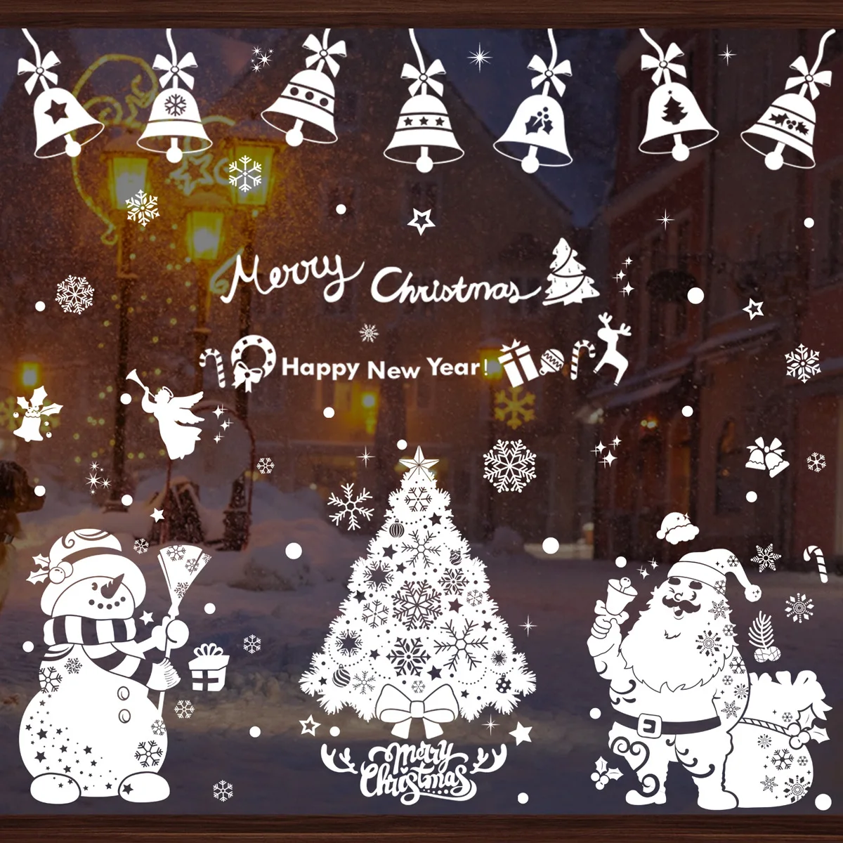 Christmas decoration snowflake stickers Christmas tree elderly snowman elk window stickers Party supplies Christmas stickers