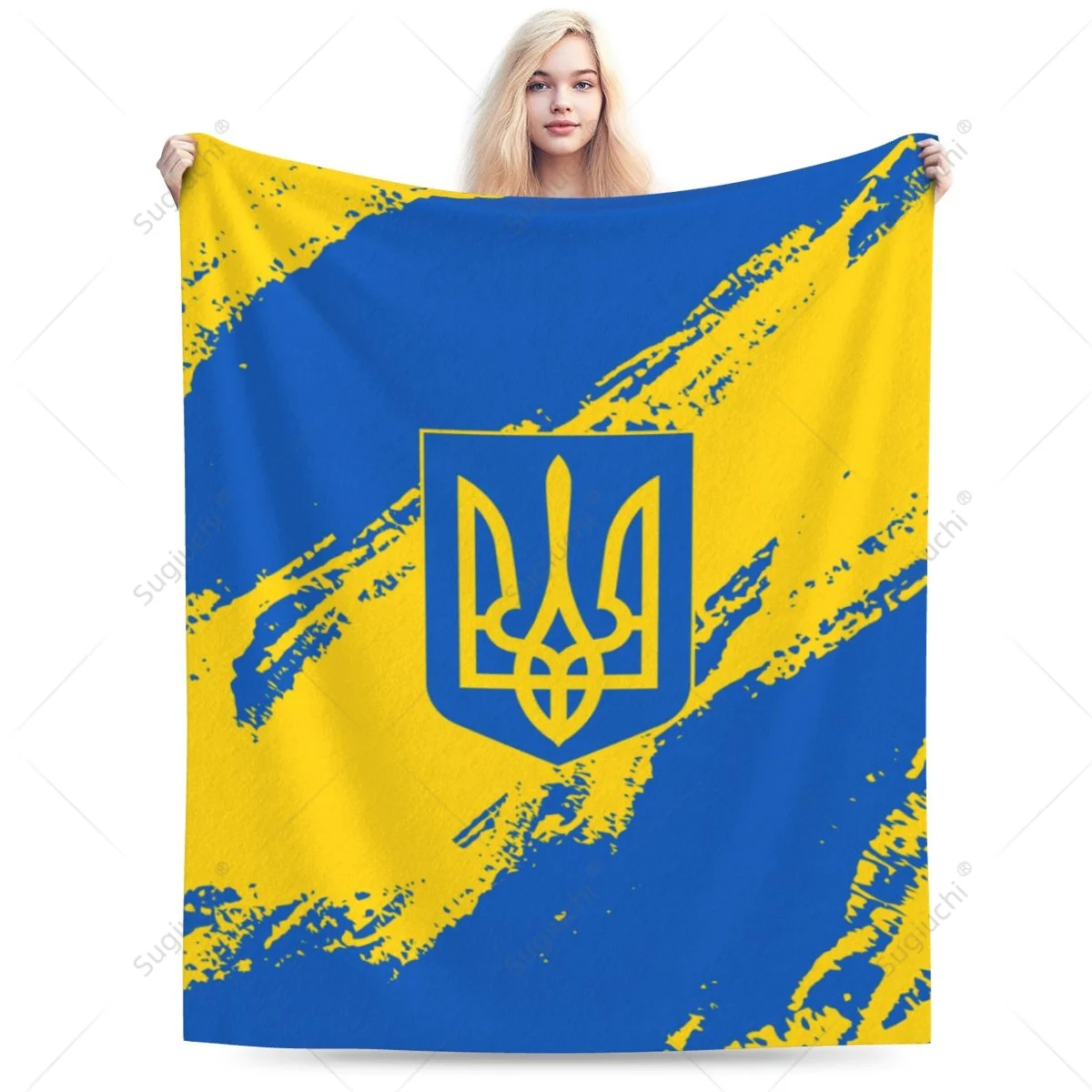 Blanket Ukraine Flag Color Flannel Multifunction Camping Sofa Cover Keep Warm