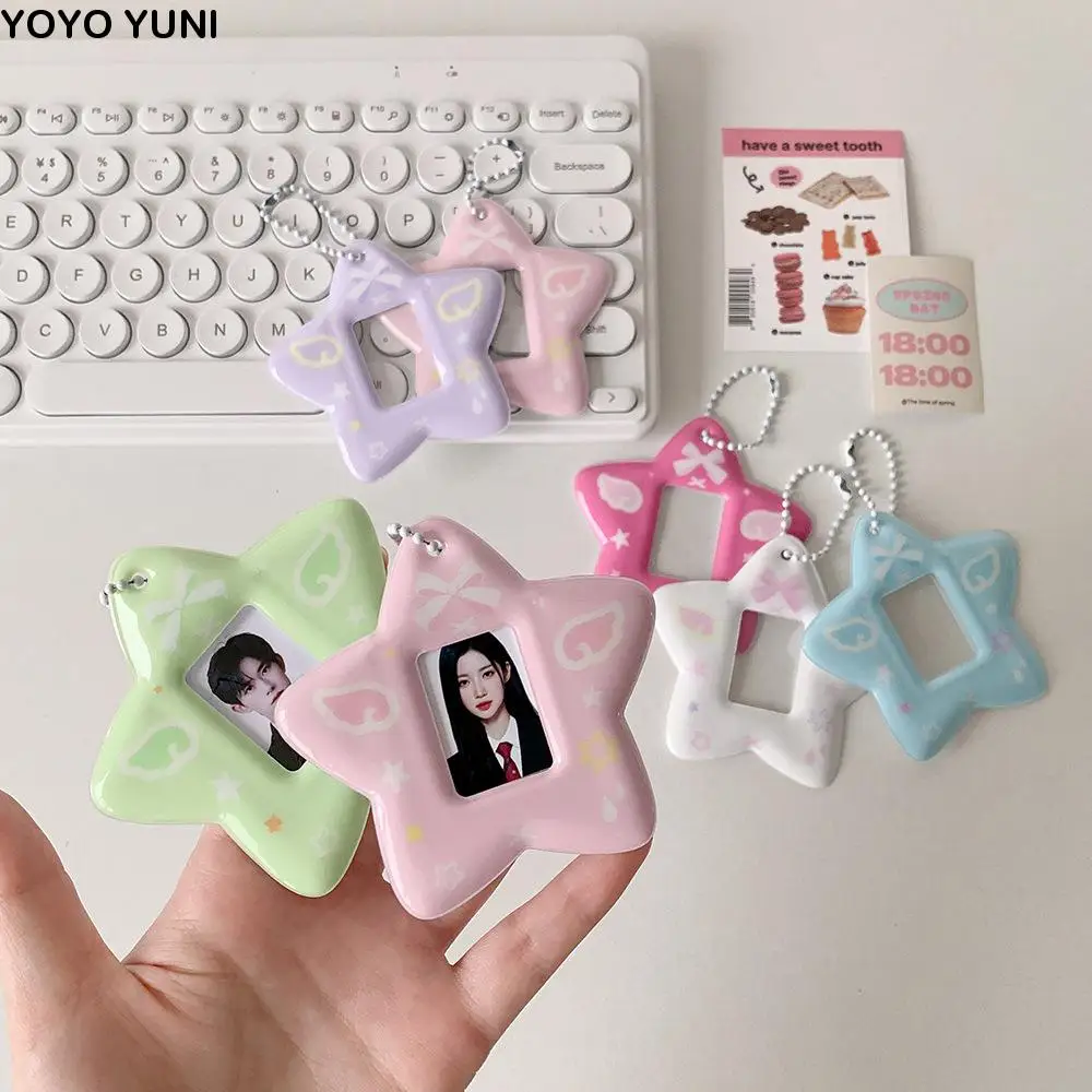 

With Keychain Mini Photocard Holder Star Pendant Hanging Decoration Idol Card Display Protector Korean Ins Style Picture