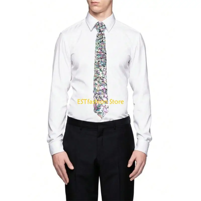 Y5GC Luxurious Neck Tie Nightclub Cosplay Costume Necklace Tie Formal JK Neckties Roleplay Costume Tie for Party Gathering