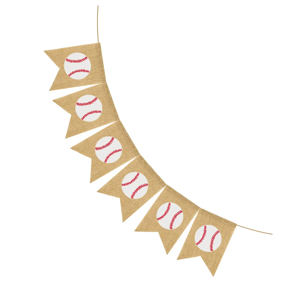 

Vintage Burlap Banner Theme Swallowtail Bunting Ornament Props Baseball Garland Linen Flag Party Supplies