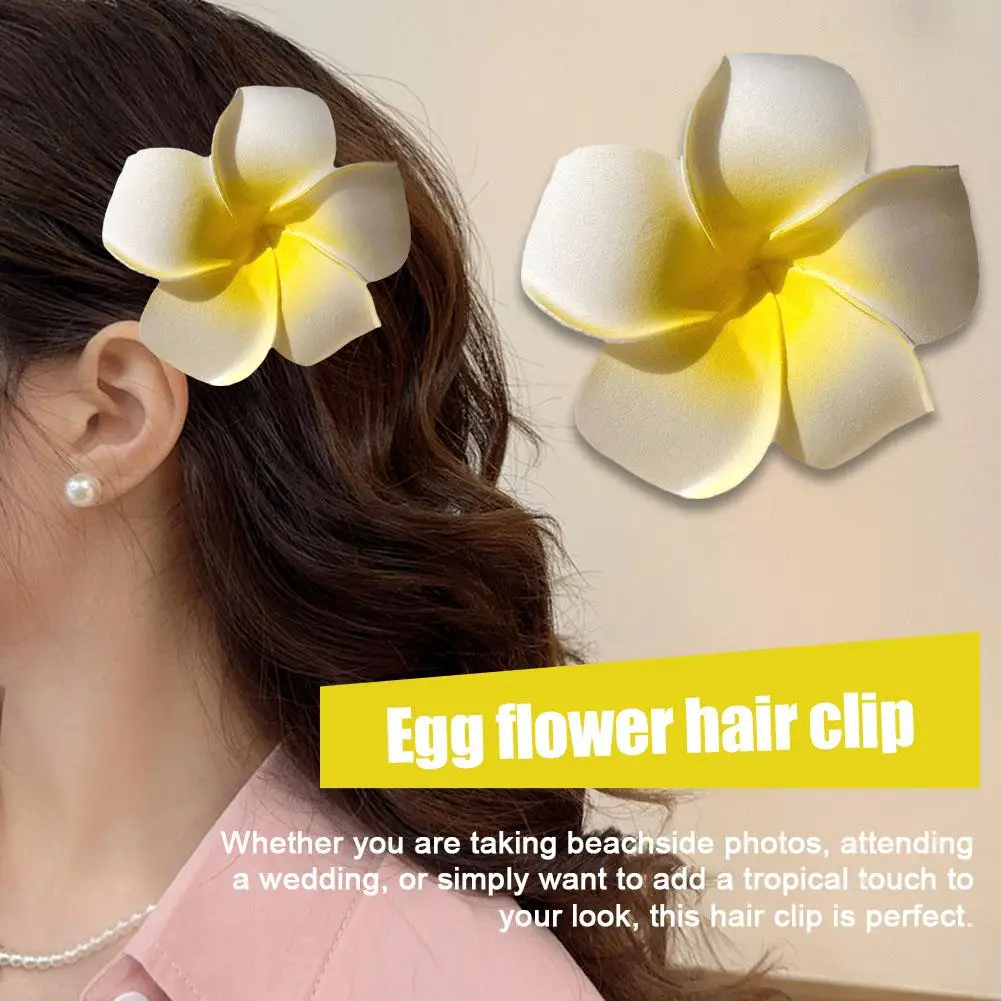 Clipe de cabelo flor de ovo para mulheres, acessórios de festa retrô havaiano metade lateral, moda casamento elegante, J3G9