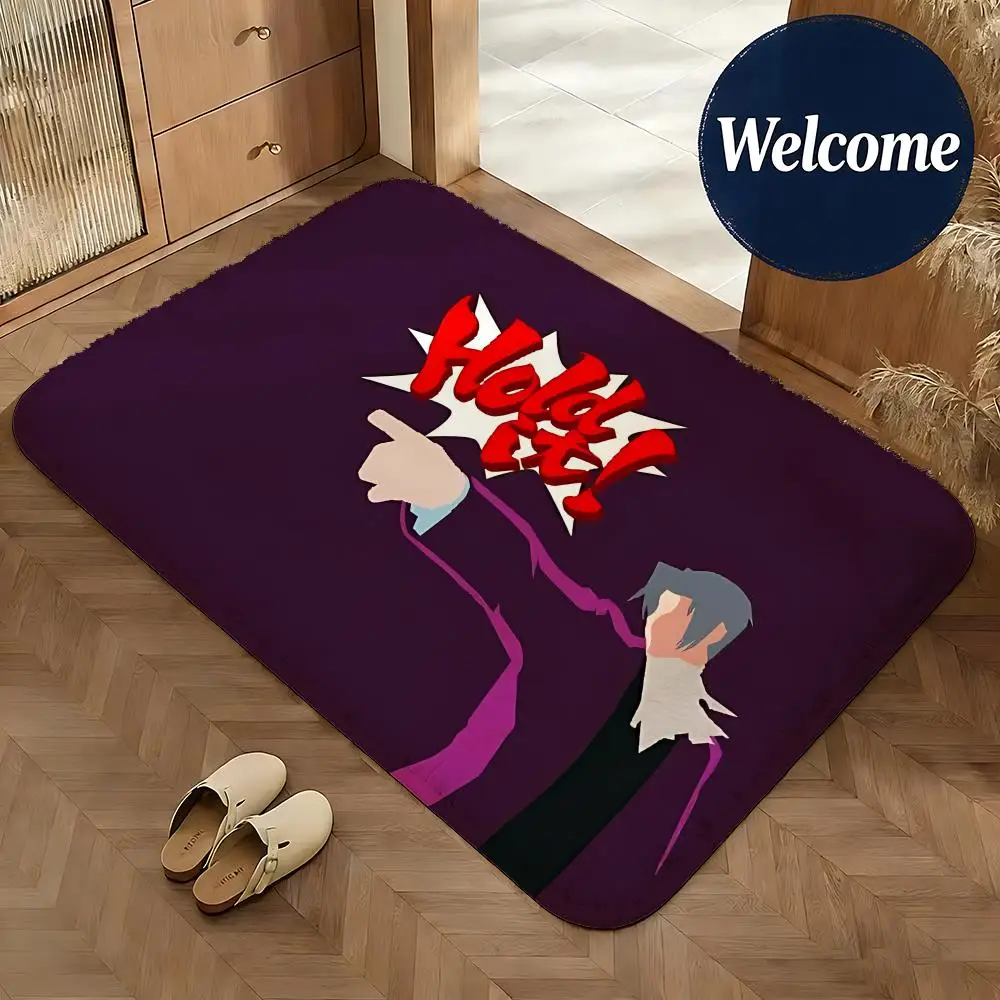 Soft Flannel Floor Mat Game Ace Attorney Floor Mat Non-Slip Absorbent Doormat Bathroom Bedroom Home Decor Rug