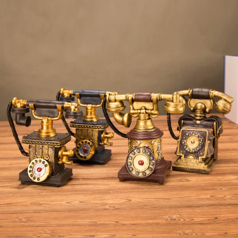 Accessories Nordic Retro Vintage Rotate Vintage Fixed Telephone revolve Dial Antique Landline Phone For Coffee Shop Decoration