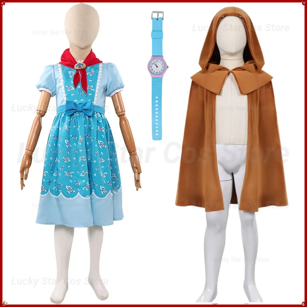 

Holly Wheeler Cosplay TV ST Costume Blue Fantasy Dress with Scarf Outfit Cloak Halloween Carnival Party Roleplay Fancy Disguise