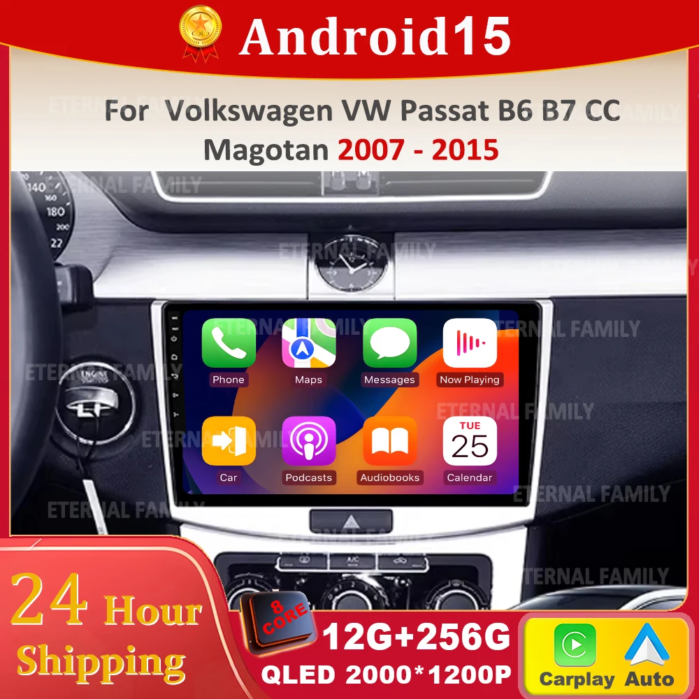 

Android 15 For VW Volkswagen Passat B6 B7 CC 2010 - 2015 Multimedia Player Navigaion CarPlay Car Radio Multimedia WIFI Head Unit