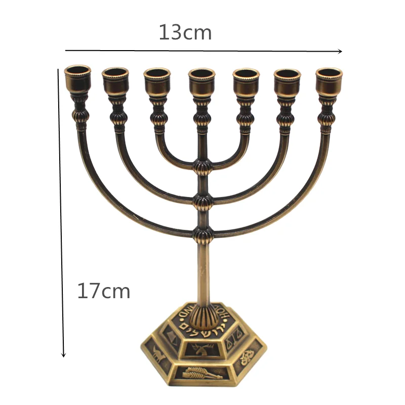 Menorah Home Decoration 7 Bracnh Judaica Religious 12 Tribes Hanukkah Candabra Alloy Decor