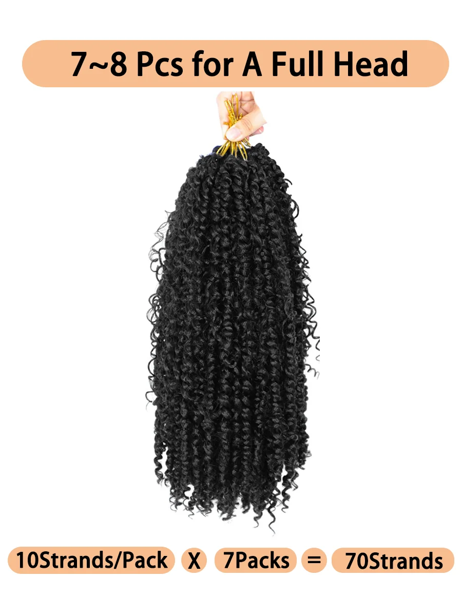 여신 열정 트위스트 크로셰 헤어 익스텐션 |   14" 18" 22" 길이 |   10 가닥/팩 |   합성 땋은 머리