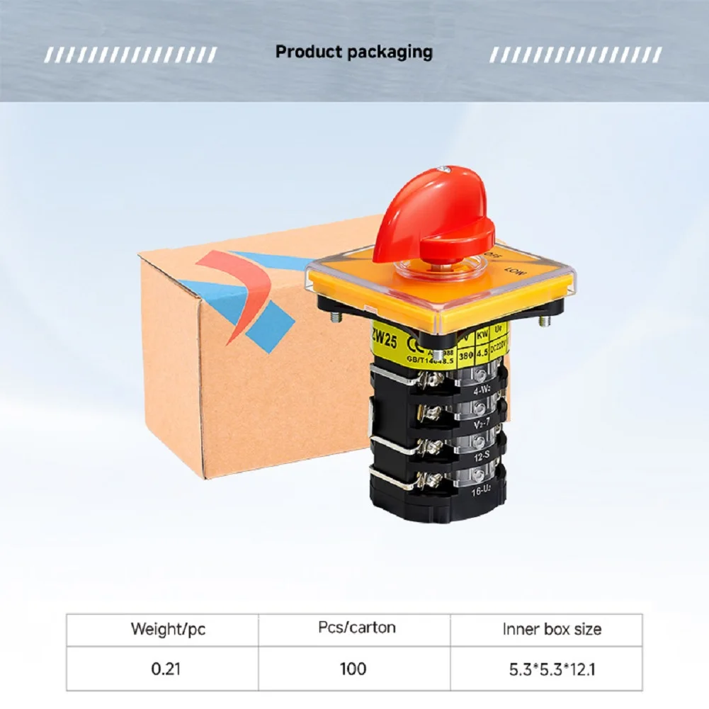 48x48mm SZW25 48D/4 3-Position 4-Section For HI-OFF-LOW Rotary Switch for Power Systems MacFor HInery Automation
