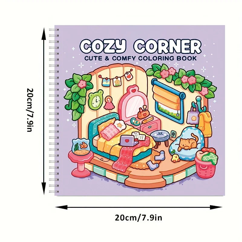 Cozy Corners Coloring Book for Adults, Cute Drawing Book, Stress Relief, Birthday Gift & Back to School Art Supplies
