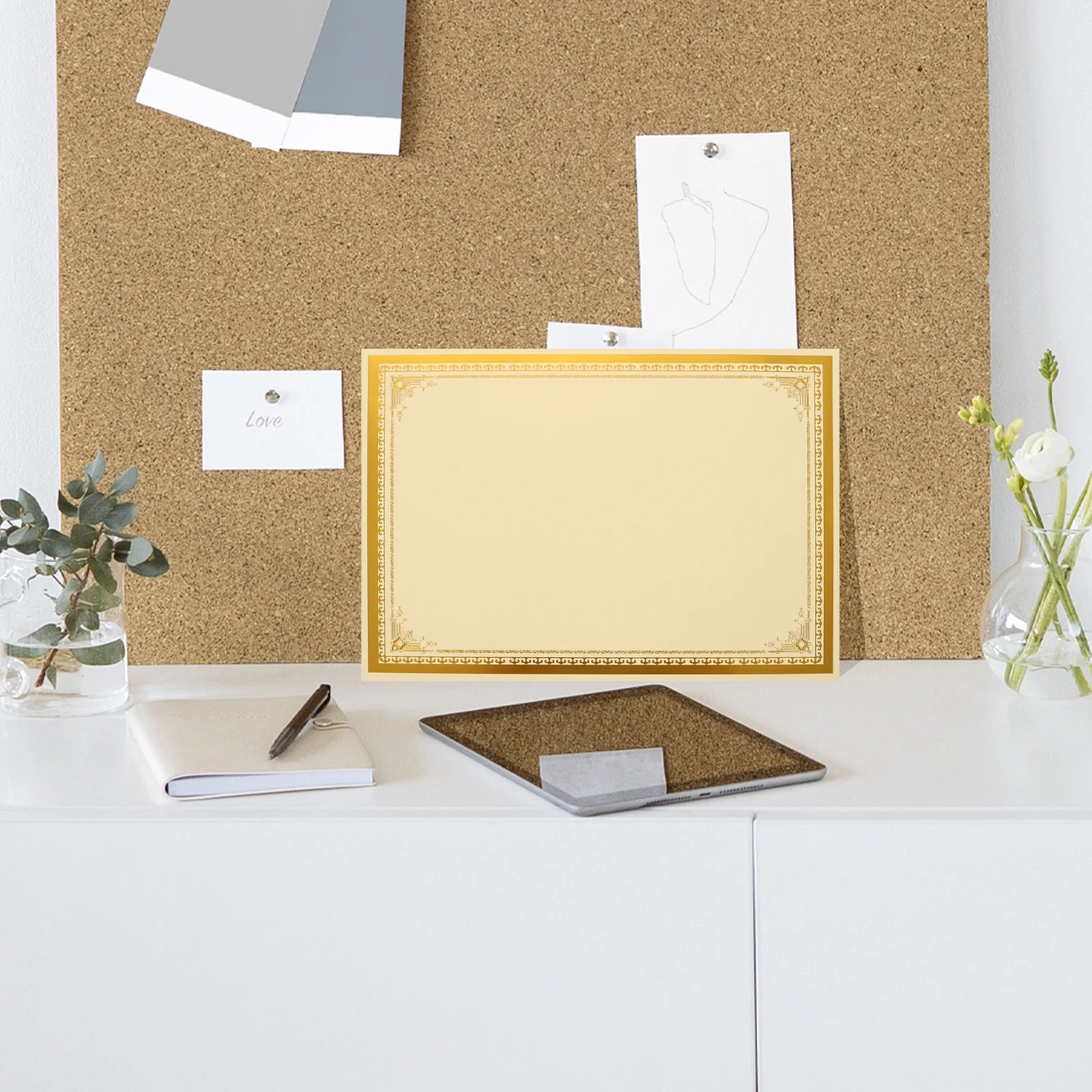 

30Pcs A4 Certificate Insert Paper 250G Gold Foil Blank Diploma for Teacher Student Volunteer Awards School Office Printing