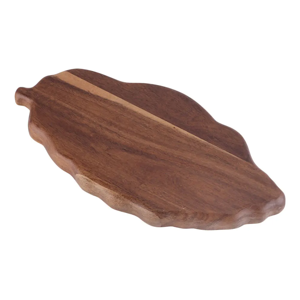 

Leaf Shape Wooden Serving Tray Natural Solid Wood Food Tray for Fruit Bread Snacks Dessert Display Decorative Kitchen Storage