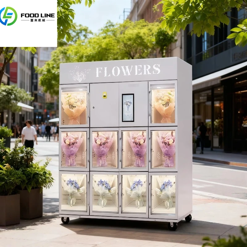 Customize 10 Big Locker Display Intelligent Flower Vending Machine Compressor Cooling 15.6