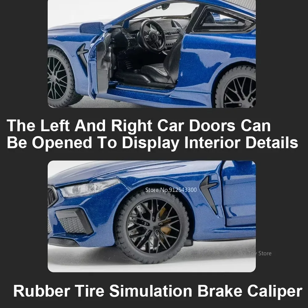 1:32 M8 M4 Miniature Model Diecast Alloy Car Toys with Sound Light Pull Back Doors Opened Models Vehices Collect Ornaments Gifts