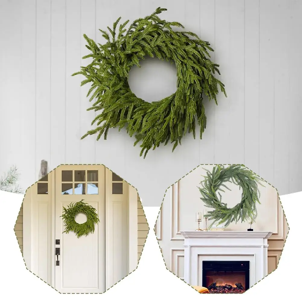 NEW Artificial Greenery Garland Christmas Vines Norfolk Pine Natural Branches Berries&Pine Cones For DIY Christmas Wreath S N9J9