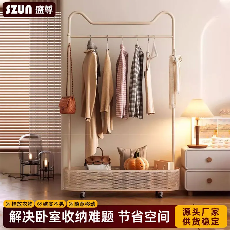 AOLIVIYA Bedroom Standing Coat Rack Floor Hat Hanger Clothing Storage Rack Mobile Cat Ear Shelf