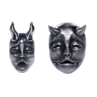 Personality Gothic Horned Demon Baby Stud Earrings Devil Prajna Skull Earrings for Men Women Biker Punk Jewelry Wholesale