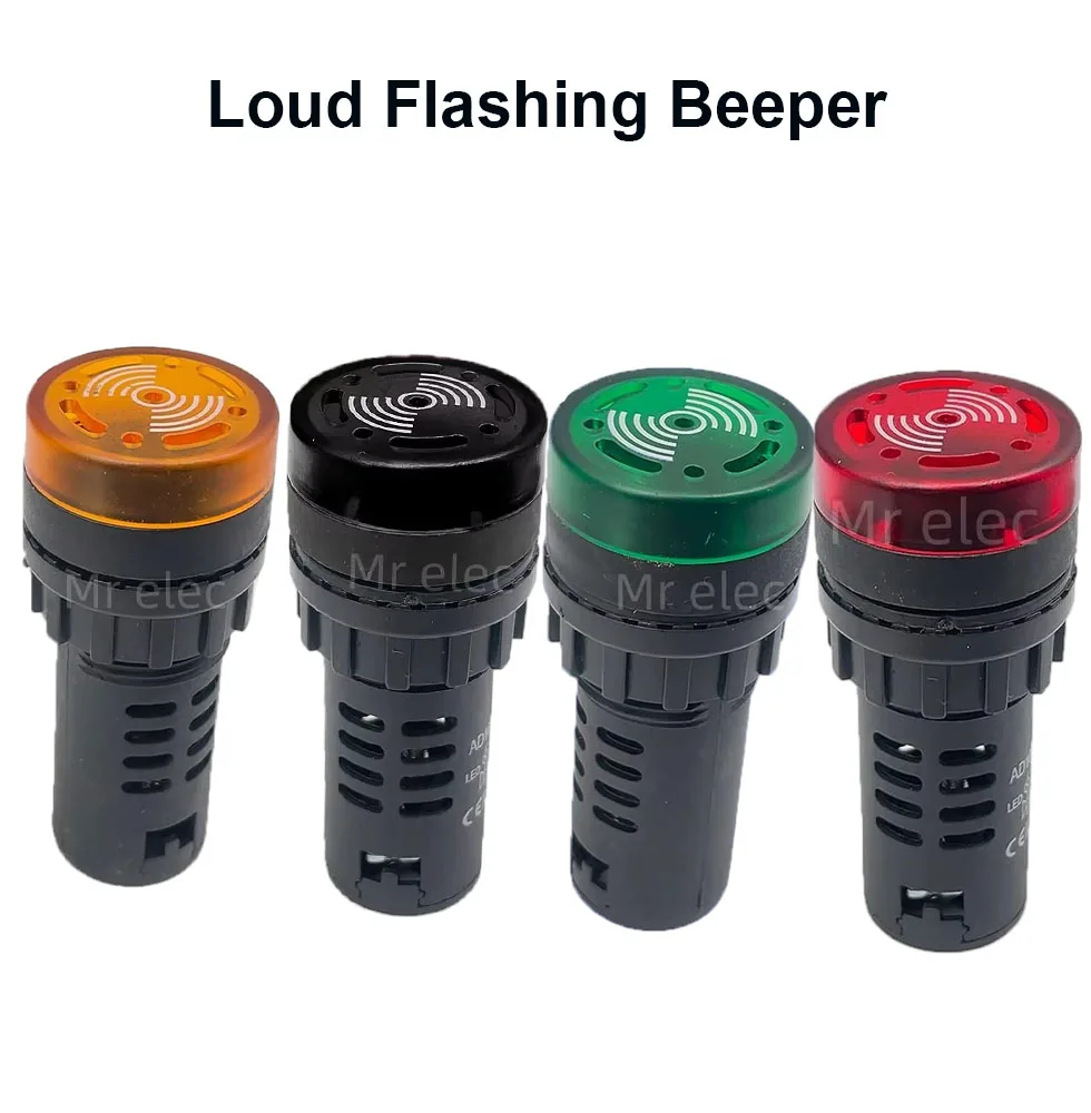 Buzzer AD16-22SM Intermittent Lighted LED Flash Sound Light Alarm AC/DC 220V 380V 24V 12V  1PCS