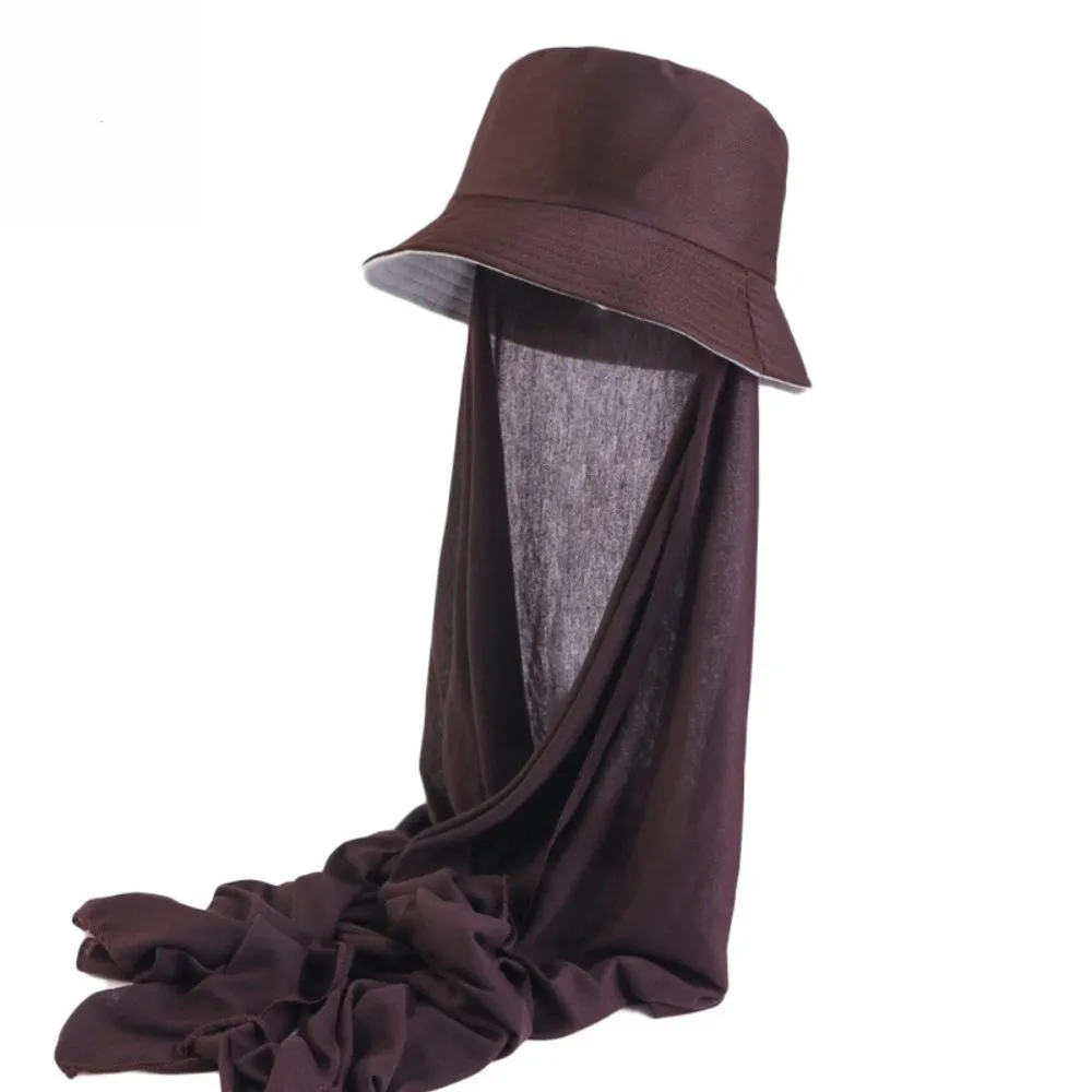 

Comfortable with Headscarf Scarf Bucket Hat Breathable Solid Color Sun Turban Caps Sun Protection Sunscreen Shawl Women