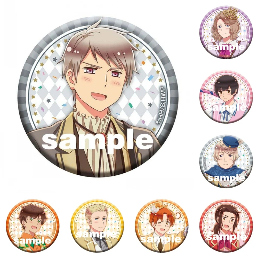 58mm Anime The Beautiful Axis Powers Hetalia World Stars Cosplay COSTUME Badge Pin SPTE Tinplate Brooch Porp Gilf﻿
