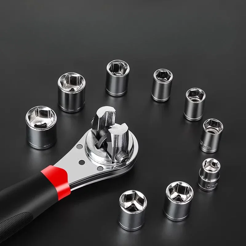 Multi-function Quick Socket Ratchet Wrench Spanner Open Spanner Industrial Grade Household Adjustable Ratchet Wrench