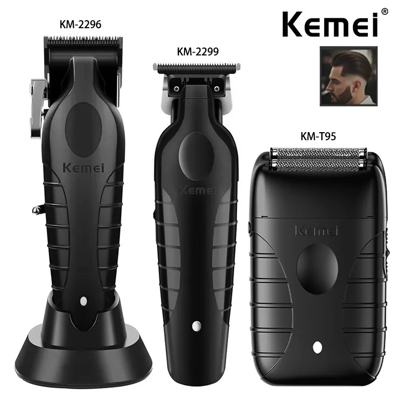 New Kemei Original Hair Clipper Kit KM-2296 KM-2299 KM-T95 Rechargeable Electric Hair Trimmer Barber Professional Shaver For Men