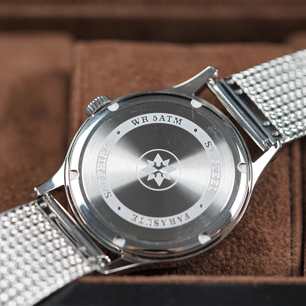 FARASUTE ريترو آلات ساعة اليد للذكور الكلاسيكية النورس دليل الميكانيكية ساعة يد تعمل بالحركة الرجال مقاوم للماء Montres pour hommes