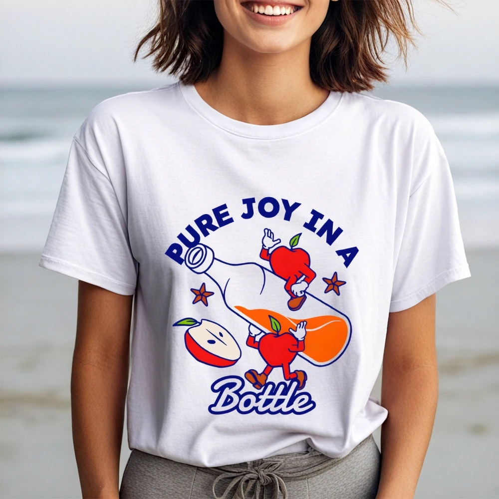 

Футболка Pure Joy In A Bottle с графическим рисунком, футболка из чистого хлопка, модный комфортный цвет, летний топ с короткими рукавами, топ для женщин и мужчин