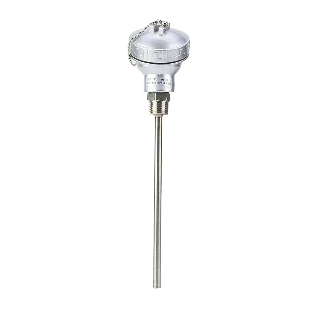 RTD PT100 Temperature Sensor Probe 1/2 Inch NPT Threaded Thermocouple Terminal Head 50 100 150 200 250 300 400 Mm For Controller