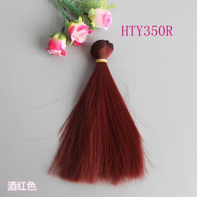 Soft Doll Hair 15cm 25cm Black Blonde Brown Khaki Color Straight Russian Handmade DIY High Temperature Doll Wigs